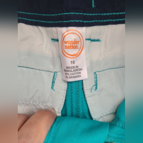 Wonder Nation boys size 16 uniform pants, bundle of 2, navy & turquoise. - Picture 2 of 3